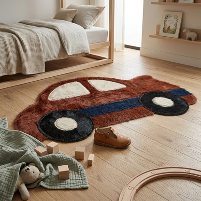 Tapete Infantil Carrinho de Passeio em Couro Bovino 100% Natural – Feito à Mão — foto de ambiente 1:1