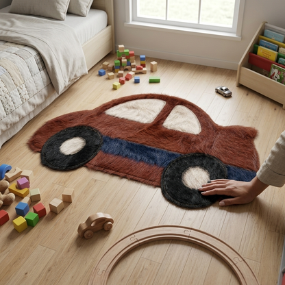 Tapete Infantil Carrinho de Passeio em Couro Bovino 100% Natural – Feito à Mão — foto de ambiente 1:1