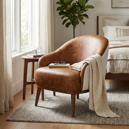 Poltrona Paris Marrom e Branca em pele natural em ambiente decorado — desenho do pelo único em cada peça