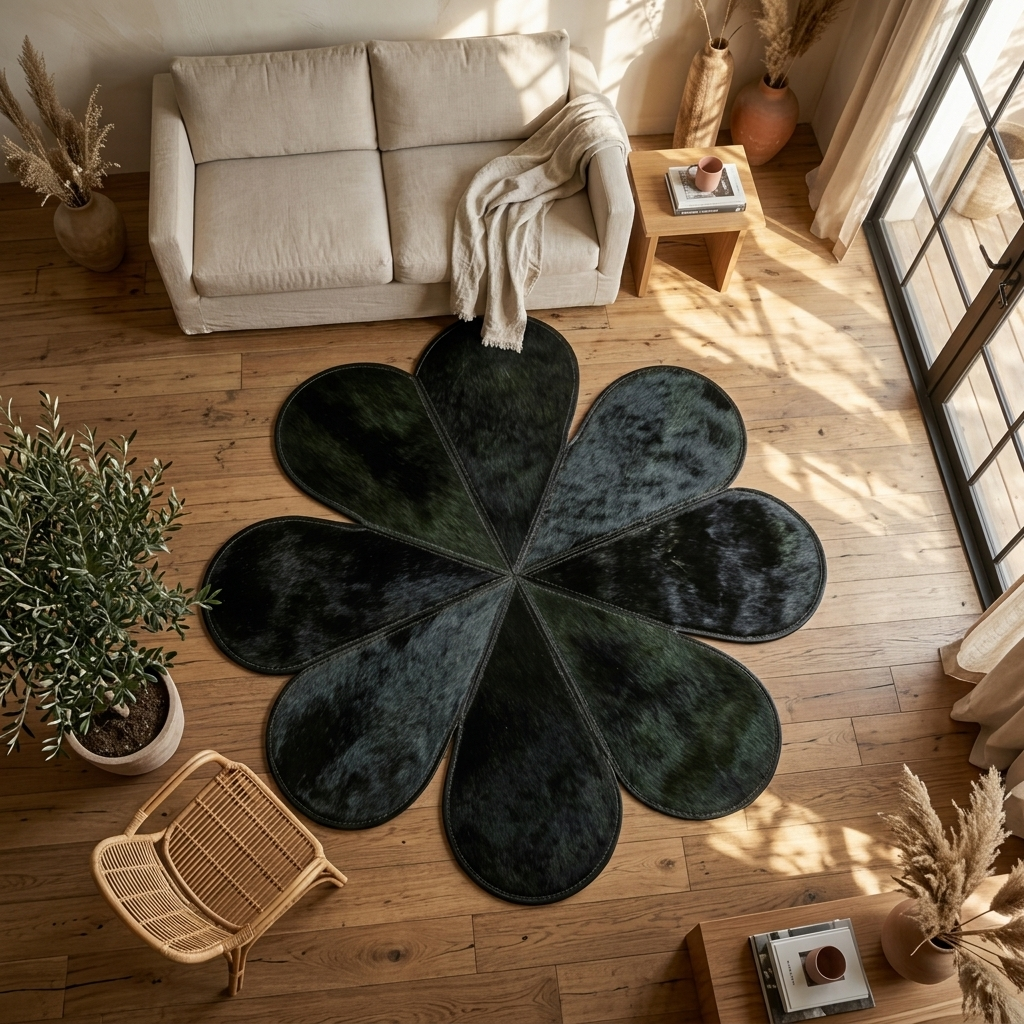 Tapete de Couro Legítimo Trevo de 4 Flores Verde – Peça Artesanal Premium — foto real 7