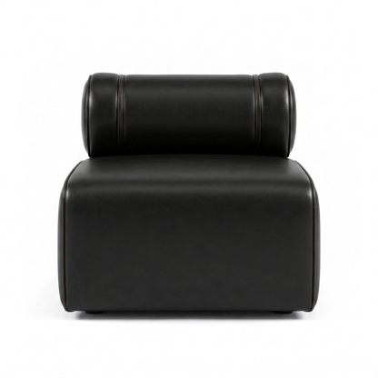 Módulo do Sofá Modular Preto Grafite em vista lateral sobre fundo branco, com o encosto rolô