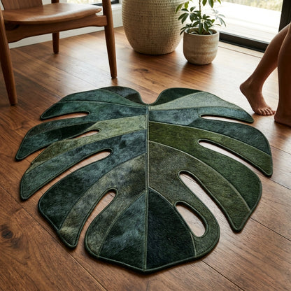 Tapete de Couro Orgânico Folha Monstera Verde Floresta — foto de ambiente 1:1