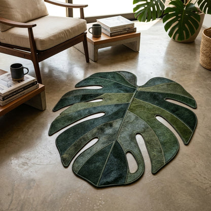 Tapete de Couro Orgânico Folha Monstera Verde Floresta — foto de ambiente 1:1