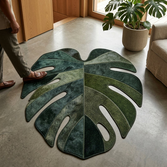 Tapete de Couro Orgânico Folha Monstera Verde Floresta — foto de ambiente 1:1