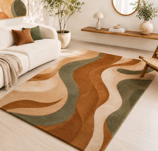Tapete Nature  - 1,80x2,50m - Verde, Bege e Bege Claro