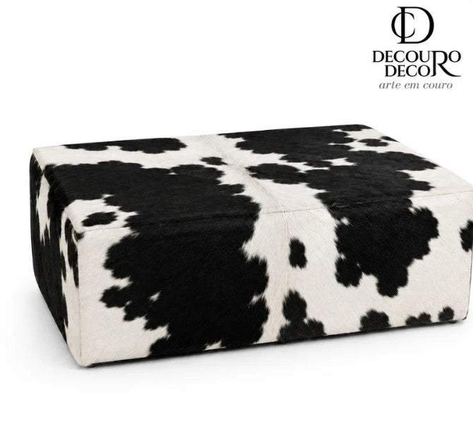 Puff Retangular Preto e Branco - 80x60x40cm