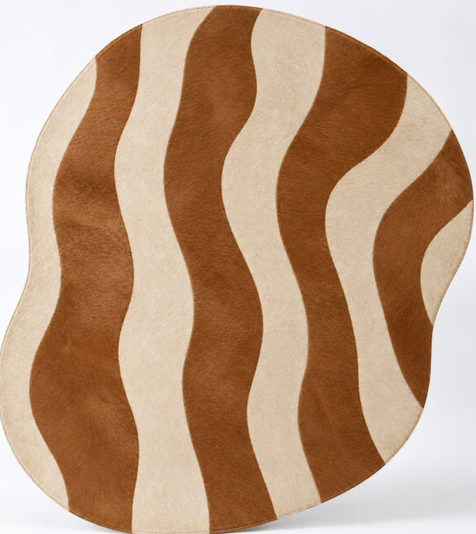 Tapete Orgânico Brisa - Caramelo e Off White - Tamanho 2,10 x 2,10m