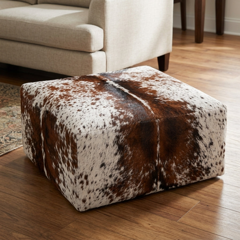 Puff de Couro Bovino Retangular Salino 80x60x40 — foto de ambiente 1:1