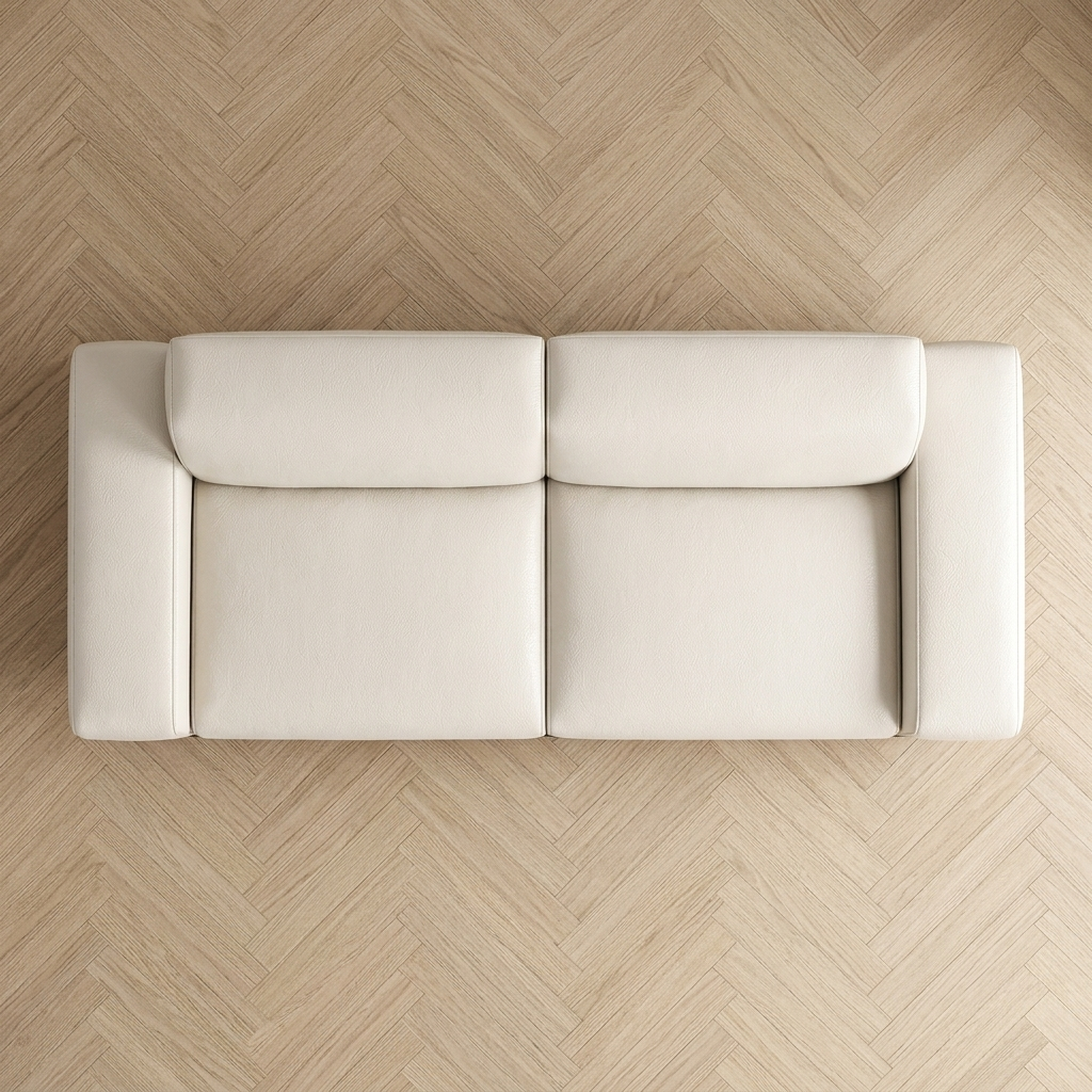 Sofá Moscou Marfim Off-White 2 Lugares em Couro Legítimo — 200 cm — em ambiente decorado