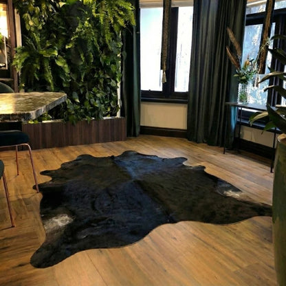 Tapete Formato de Couro Bovino Natural Preto I NP017 I 1,87 x 1,94m