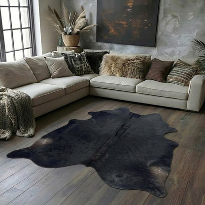 Tapete Formato de Couro Bovino Natural Preto I NP017 I 1,87 x 1,94m