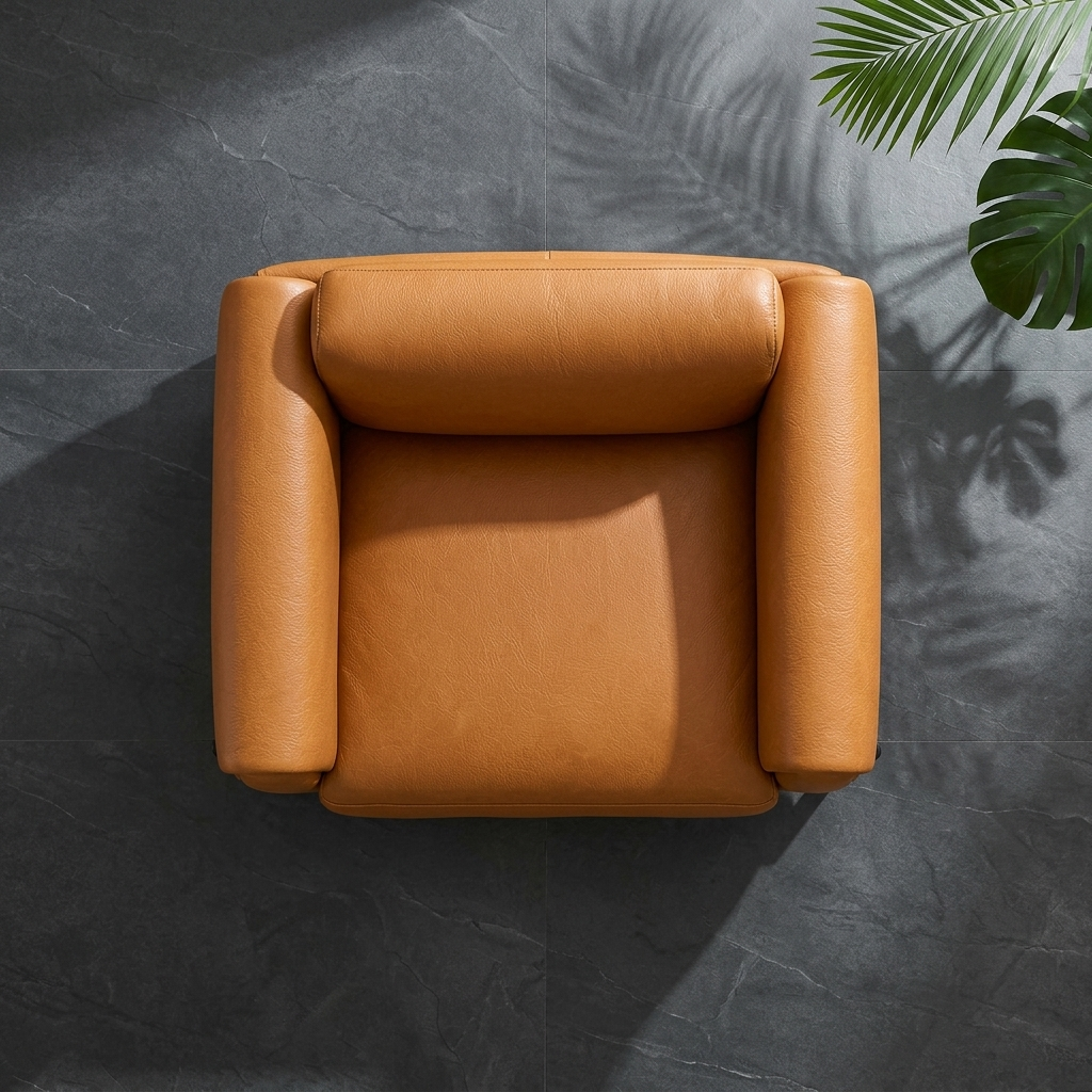 Poltrona Plush Mel em Couro Premium em Couro Premium com Base em Aço Carbono — em ambiente decorado