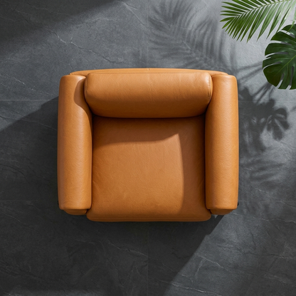 Poltrona Plush Mel em Couro Premium em Couro Premium com Base em Aço Carbono — em ambiente decorado
