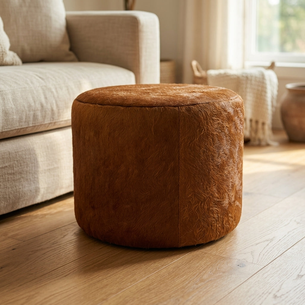 Puff Redondo Marrom 50x40 — foto de ambiente 1:1