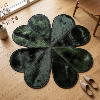 Tapete de Couro Legítimo Trevo de 4 Flores Verde – Peça Artesanal Premium — foto de ambiente 1:1