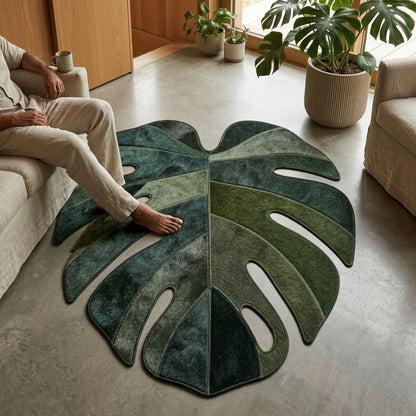 Tapete de Couro Orgânico Folha Monstera Verde Floresta — foto de ambiente 1:1