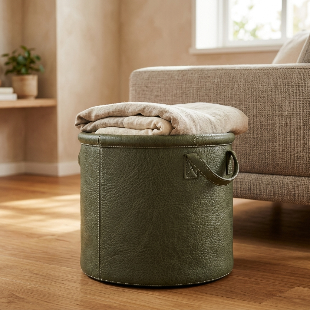 Cesto Celine em Couro Waxy Verde Oliva — foto de ambiente 1:1