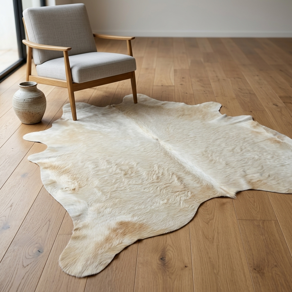 Tapete Bovino Branco Pelo alto BRA1175 I 1,87x2,05m — foto de ambiente 1:1
