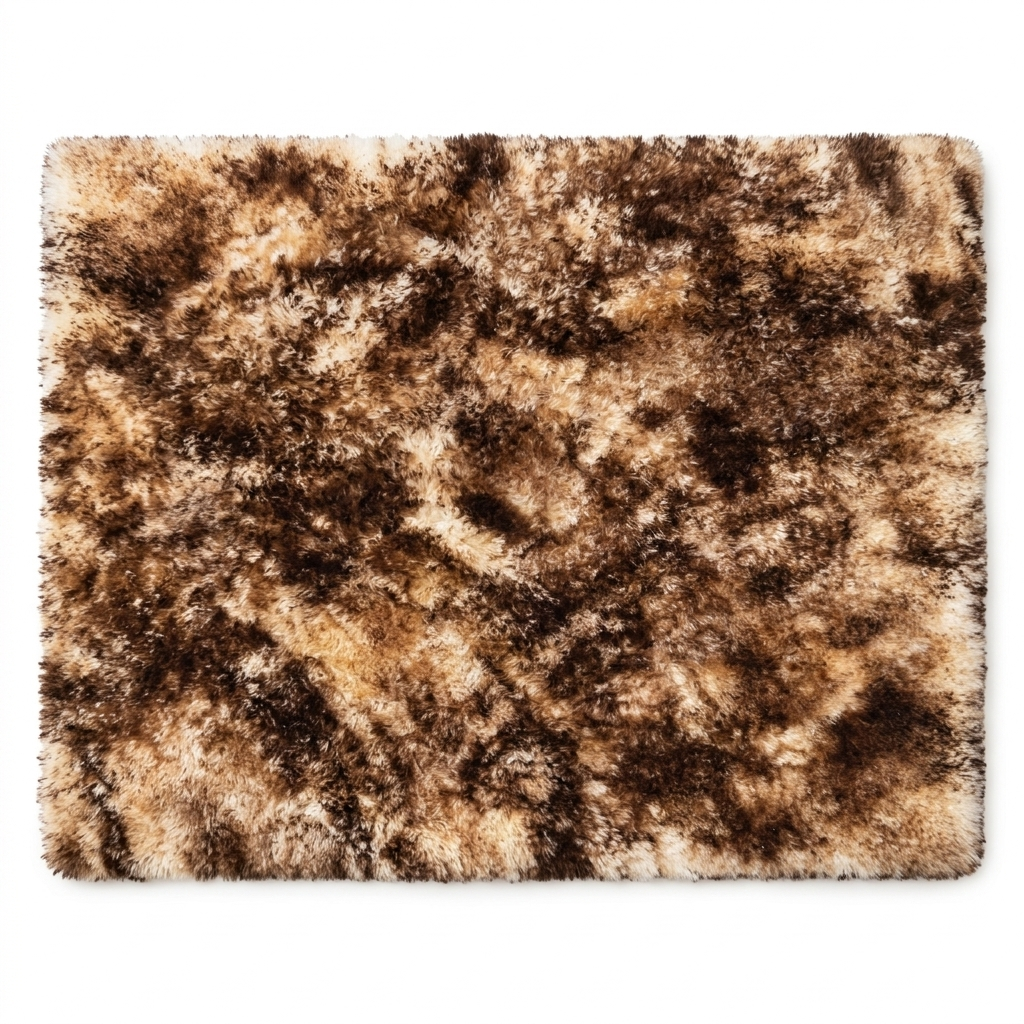 Tapete Pelego Chamuscado Dourado visto de cima, textura marmorizada do pelo alto