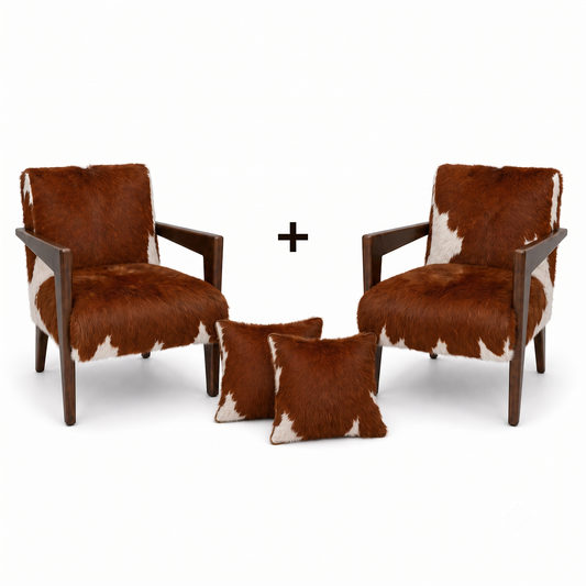 Poltrona Alice em Pelo Bovino Natural Hereford | DECOURO
