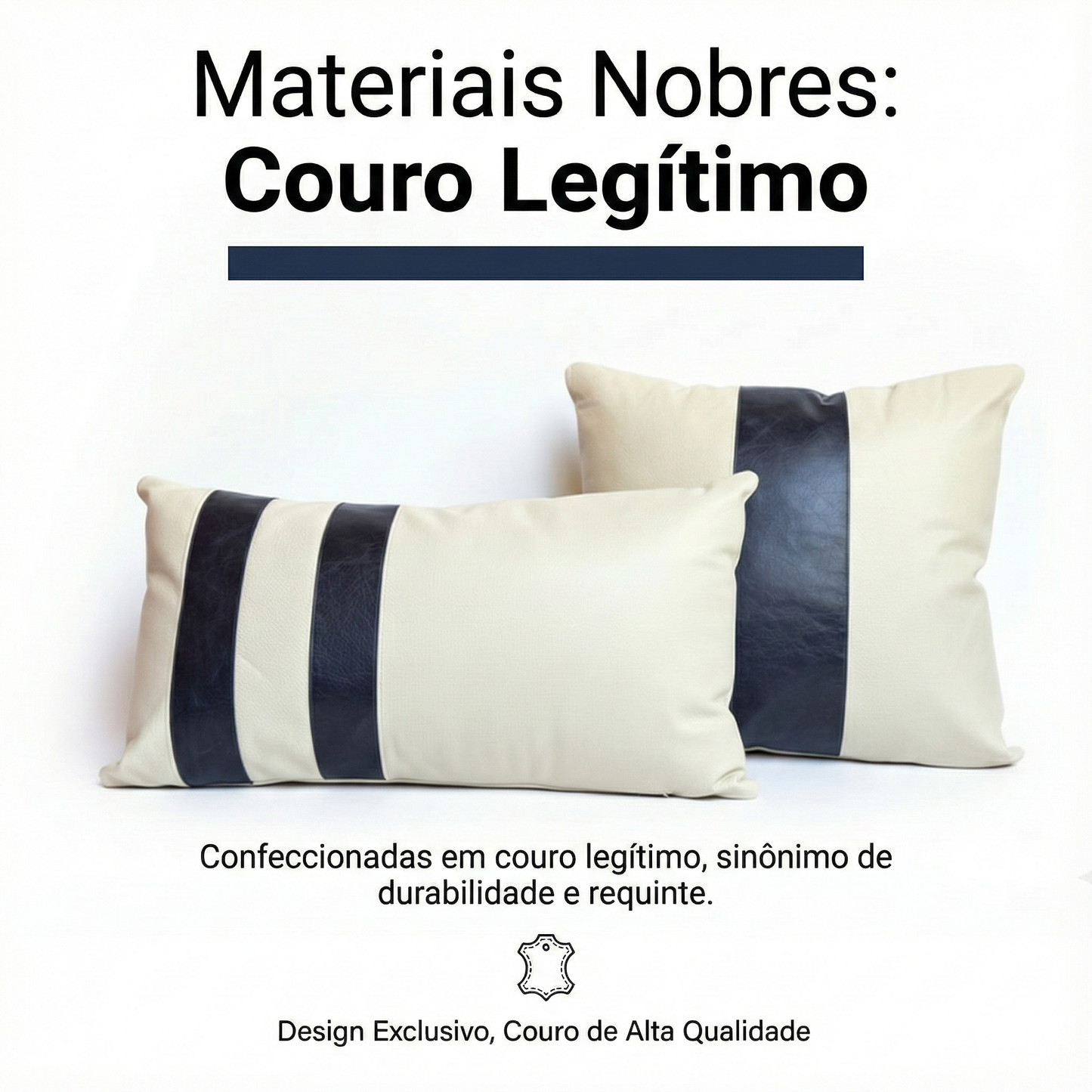 Conjunto com 02 Almofadas Magna - Azul Marinho e Pérola