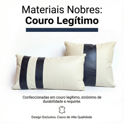 Conjunto com 02 Almofadas Magna - Azul Marinho e Pérola