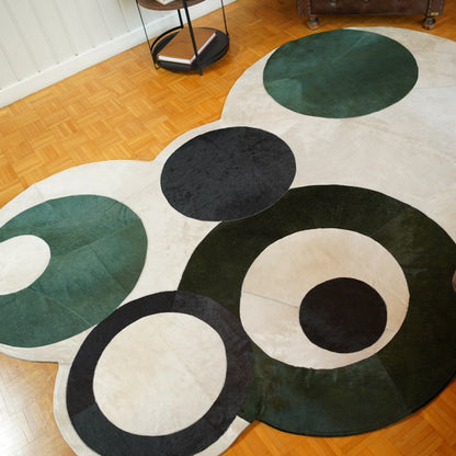 Tapete de Couro Orgânico Círculos Verde e Preto