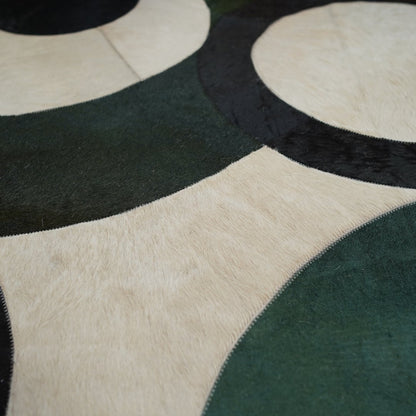 Tapete de Couro Orgânico Círculos Verde e Preto