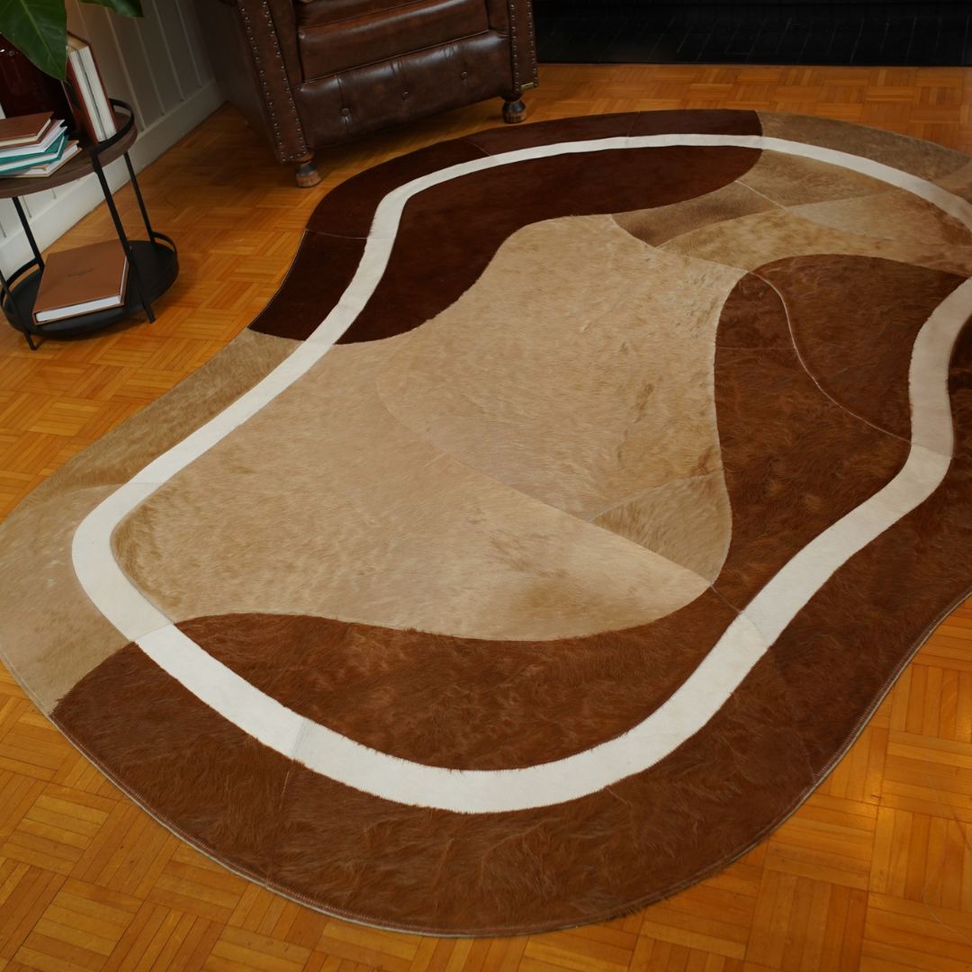 Tapete de Couro Orgânico Ondas Terracota e Creme