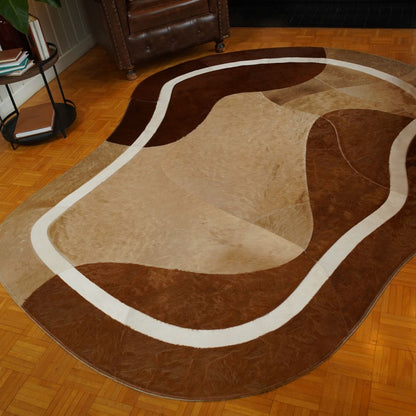 Tapete de Couro Orgânico Ondas Terracota e Creme