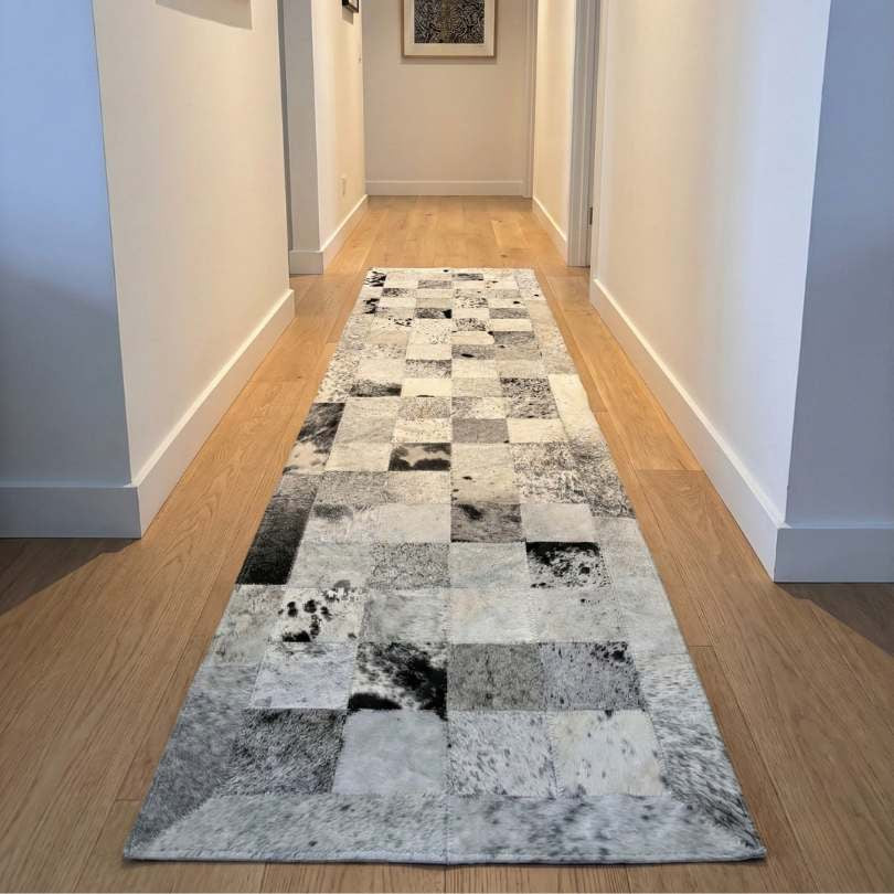 Passadeira de Couro Natural Tons de Cinza 2m x 56 cm - P003