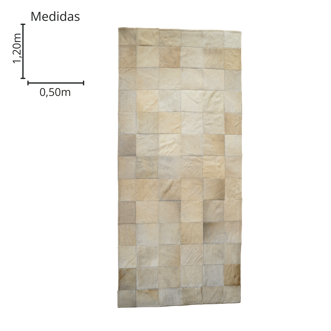 Passadeira de Couro Natural Quadriculada Clara 1,20 m x 50 cm