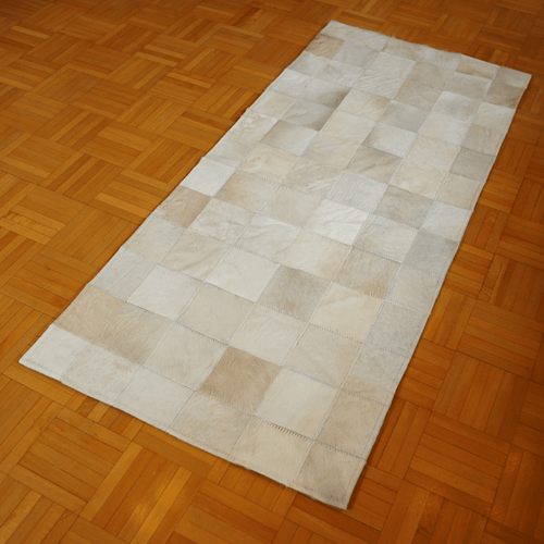 Passadeira de Couro Natural Quadriculada Clara 1,20 m x 50 cm