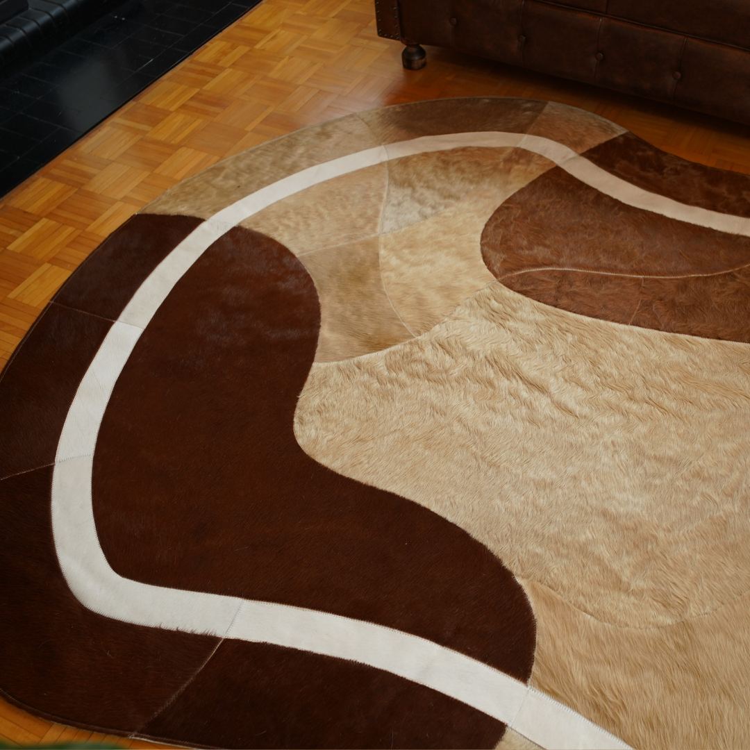 Tapete de Couro Orgânico Ondas Terracota e Creme