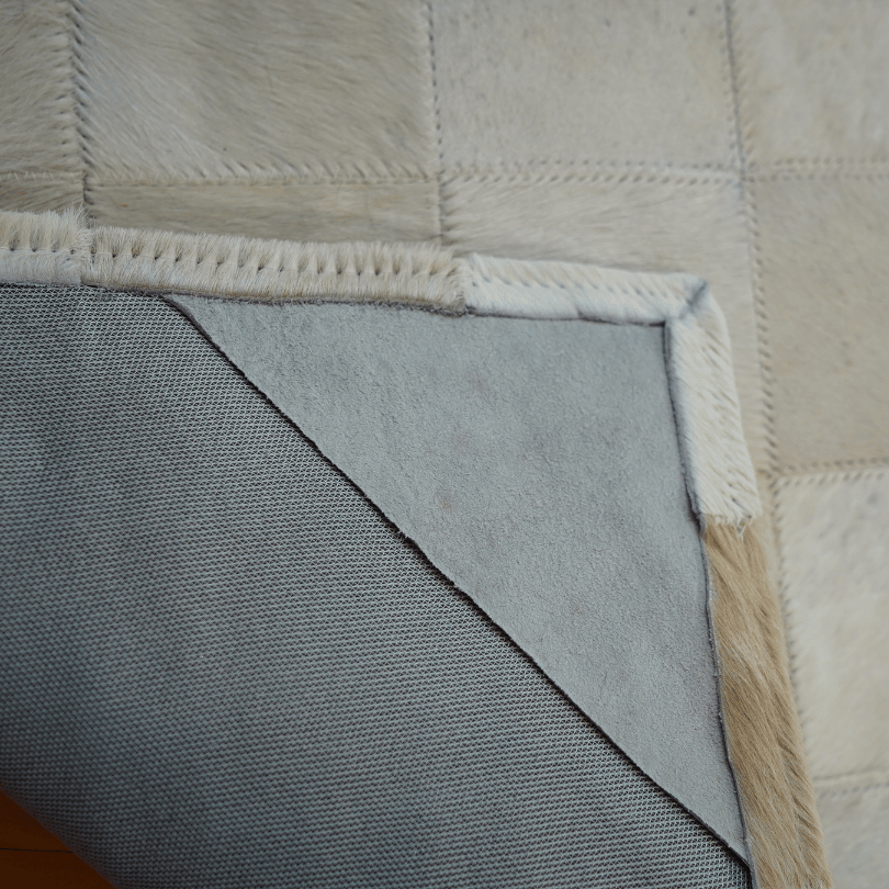 Passadeira de Couro Natural Quadriculada Clara 1,20 m x 50 cm