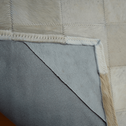 Passadeira de Couro Natural Quadriculada Clara 1,20 m x 50 cm