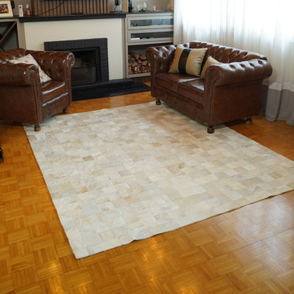 Tapete de Couro Quadriculado Off White 10x10 cm