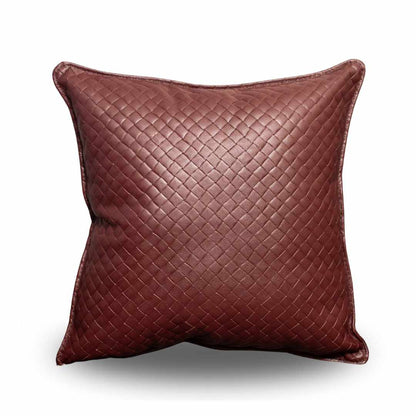Almofada Liora - Tramada em couro legítimo vinho