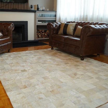 Tapete de Couro Quadriculado Off White 10x10 cm