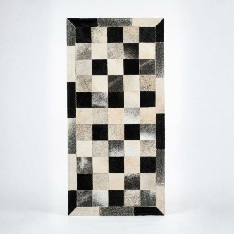 Passadeira Couro Natural tons de Cinza, Preto e Champagne - Módulo 10x10cm