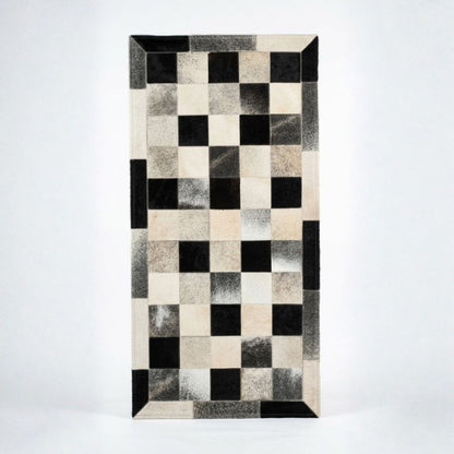 Passadeira Couro Natural tons de Cinza, Preto e Champagne - Módulo 10x10cm