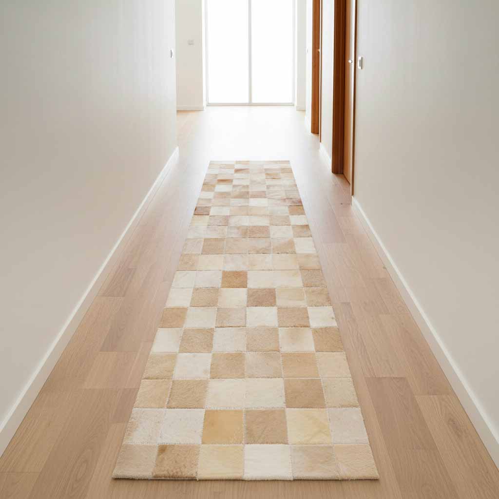 Passadeira de Couro Natural Bege 2m x 50cm