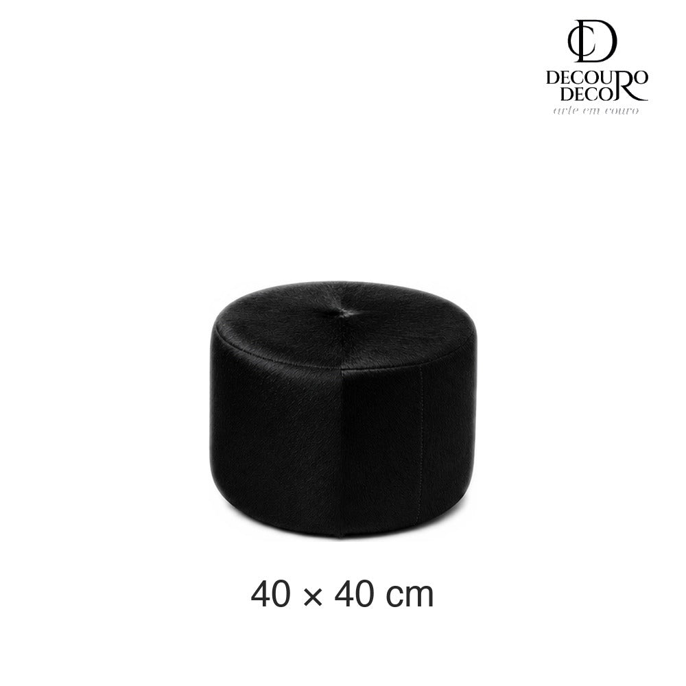 Puff redondo preto 40 x 40 cm — tamanho pequeno [dim-pequeno]