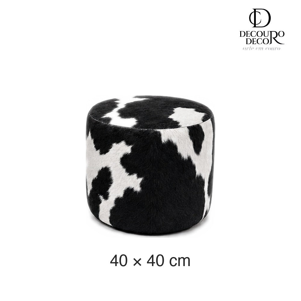 Puff redondo preto e branco 40 x 40 cm — tamanho pequeno [dim-pequeno]