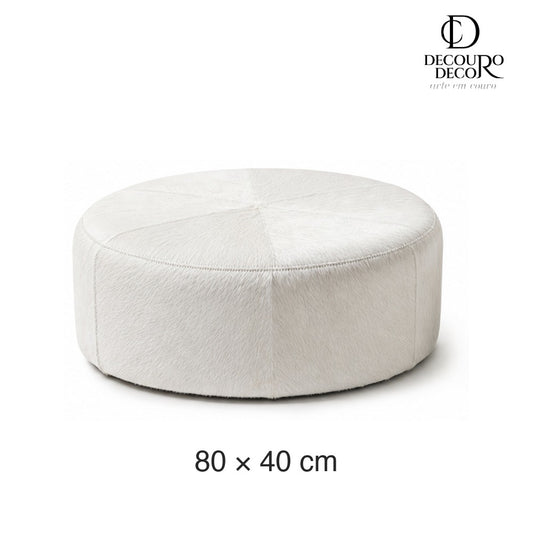 Puff redondo branco 80 x 40 cm — tamanho grande [dim-grande]