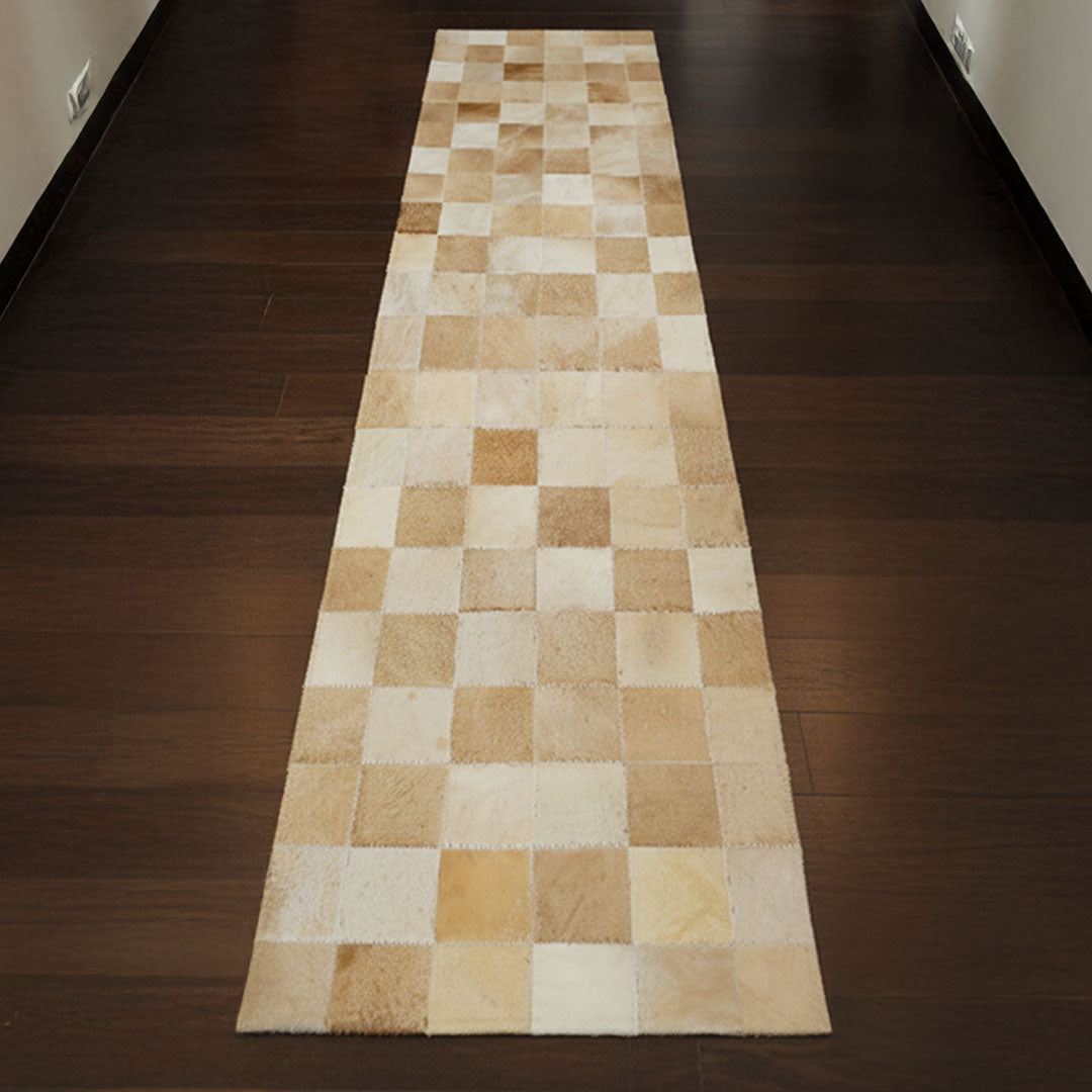 Passadeira de Couro Natural Bege 2m x 50cm