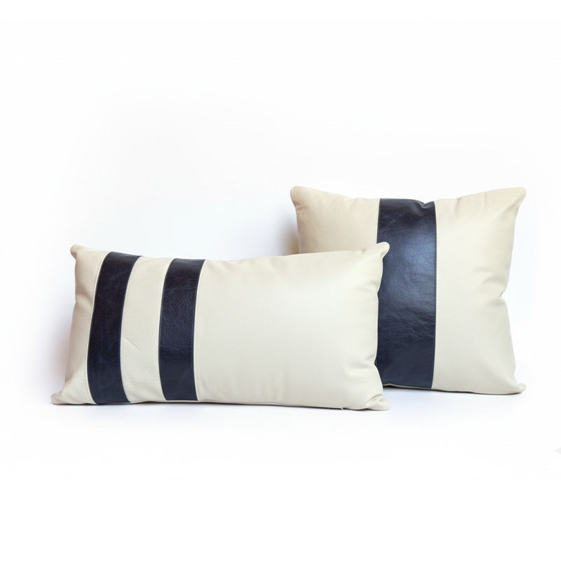 Conjunto com 02 Almofadas Magna - Azul Marinho e Pérola