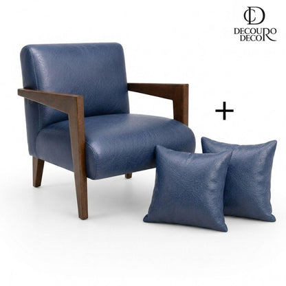 Poltrona Alice em Couro La Paz Azul Navy | 100% Couro Legítimo Macio e Confortável