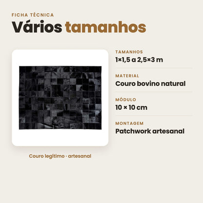 DECOURO · Tapete Quadriculado All Black em Couro Legítimo — Características