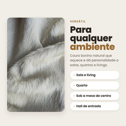 DECOURO · Tapete Bovino Branco Sedoso - Linha Premium I BRA846 I 2,03x2,10m em Couro Legítimo — Versatilidade